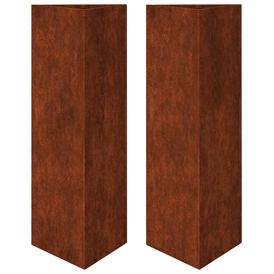 Garden Planters 2 pcs Triangular 30x26x75 cm Weathering Steel