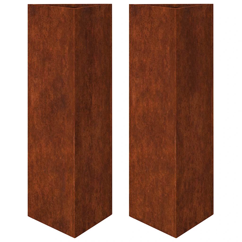 Garden Planters 2 pcs Triangular 30x26x75 cm Weathering Steel