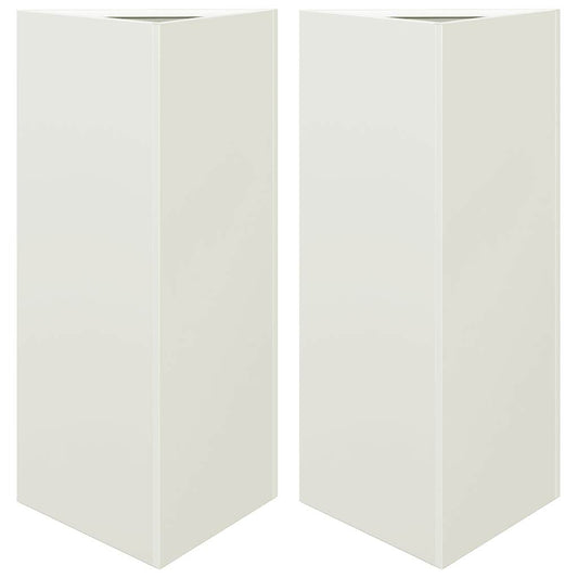 Garden Planters 2 pcs White Triangular 40x34.5x75 cm Steel