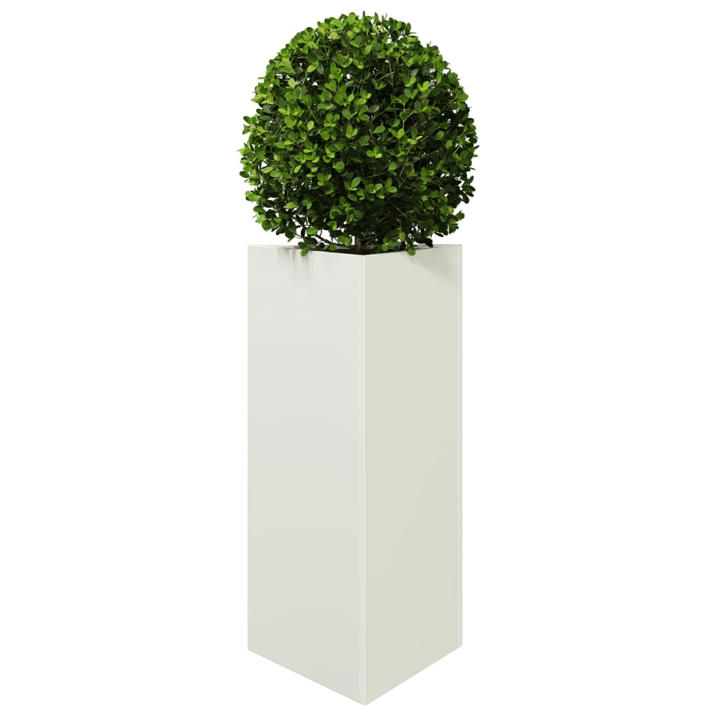 Garden Planters 2 pcs White Triangular 40x34.5x75 cm Steel