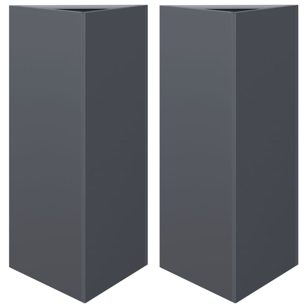Garden Planters 2 pcs Anthracite Triangular 40x34.5x75 cm Steel