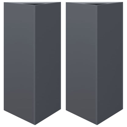 Garden Planters 2 pcs Anthracite Triangular 40x34.5x75 cm Steel