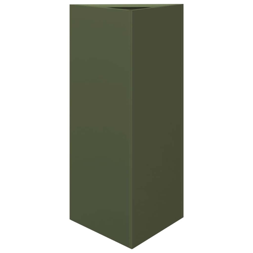 Garden Planter Olive Green Triangular 40x34.5x75 cm Steel