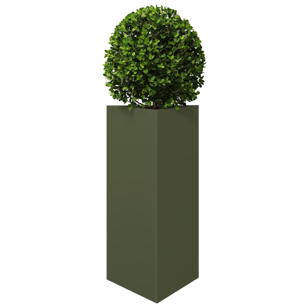 Garden Planter Olive Green Triangular 40x34.5x75 cm Steel