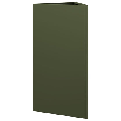 Garden Planter Olive Green Triangular 40x34.5x75 cm Steel