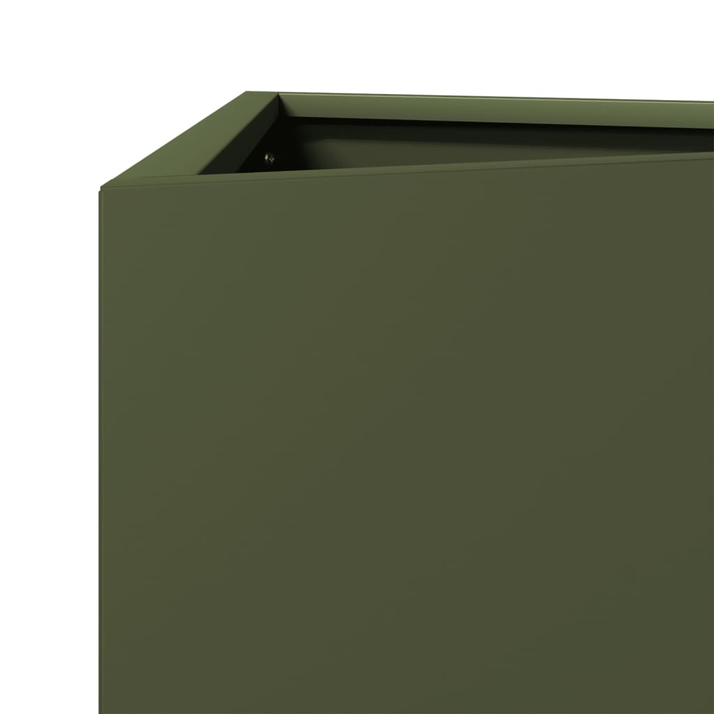 Garden Planter Olive Green Triangular 40x34.5x75 cm Steel
