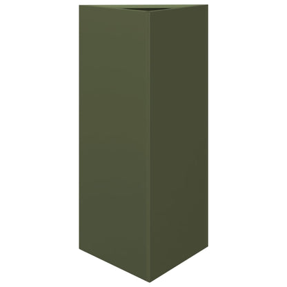 Garden Planters 2 pcs Olive Green Triangular 40x34.5x75 cm Steel