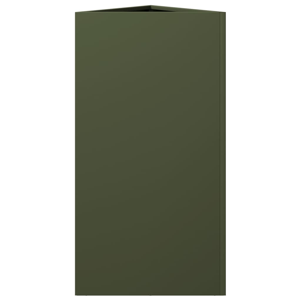 Garden Planters 2 pcs Olive Green Triangular 40x34.5x75 cm Steel