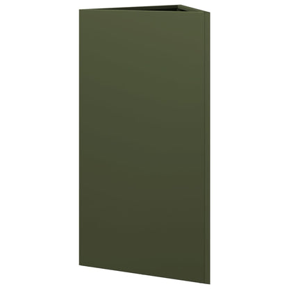 Garden Planters 2 pcs Olive Green Triangular 40x34.5x75 cm Steel