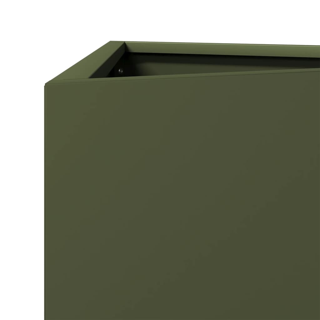 Garden Planters 2 pcs Olive Green Triangular 40x34.5x75 cm Steel