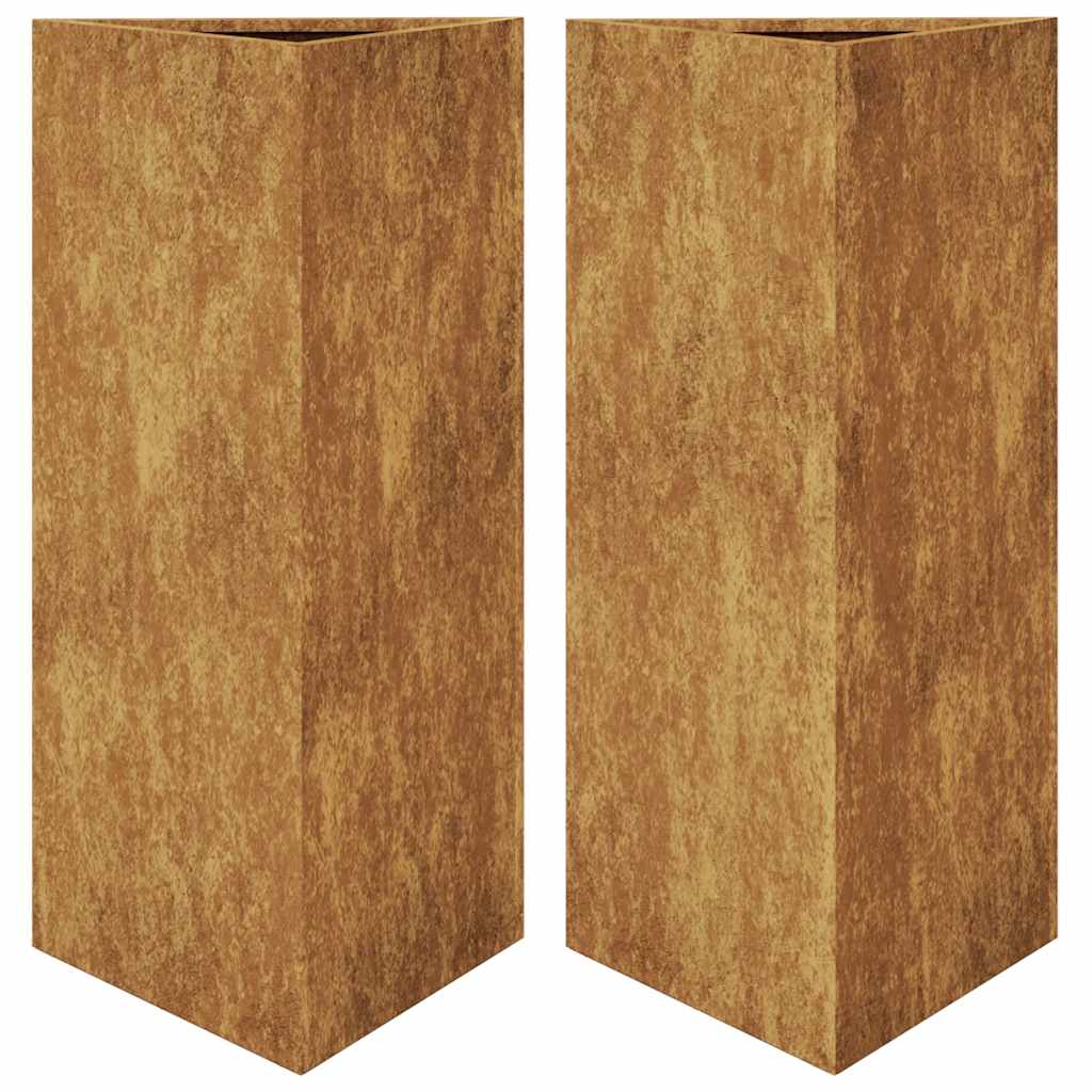 Garden Planters 2 pcs Triangular 40x34.5x75 cm Weathering Steel