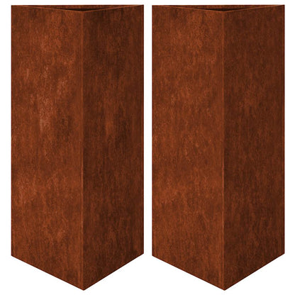 Garden Planters 2 pcs Triangular 40x34,5x75 cm Weathering Steel