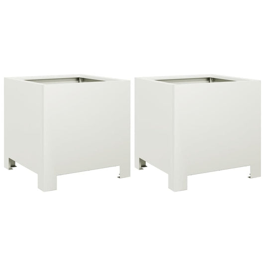 Garden Planters 2 pcs White 30x30x30 cm Steel