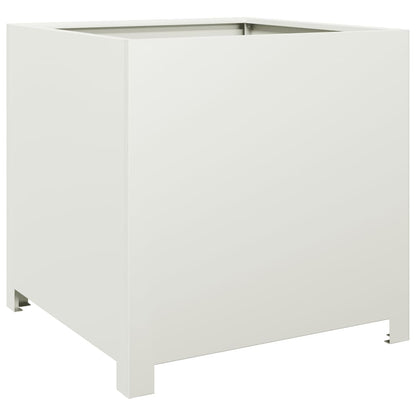 Garden Planter White 50x50x50 cm Steel