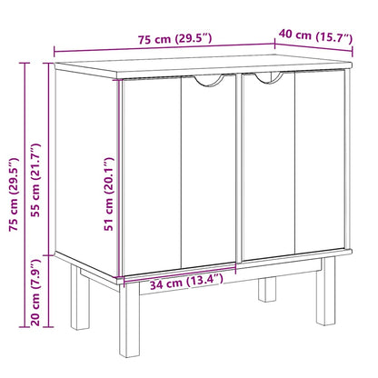 Hallway Cabinet OTTA 75x40x75 cm Solid Wood Pine