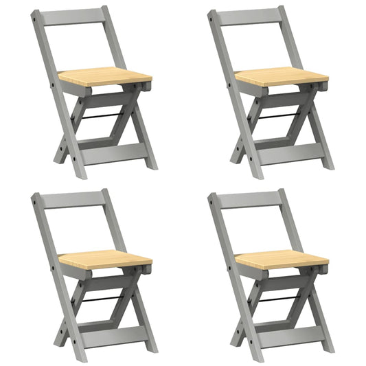 Folding Chairs 4 pcs "Corona" Grey Solid Wood Pine