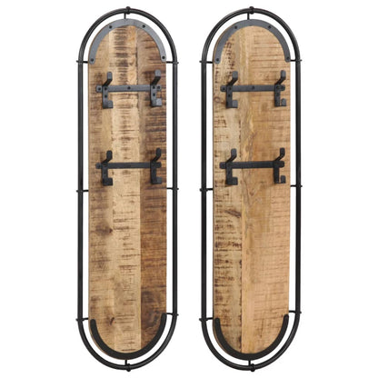 Wall-mounted Coat Racks with 4 Hooks 2 pcs