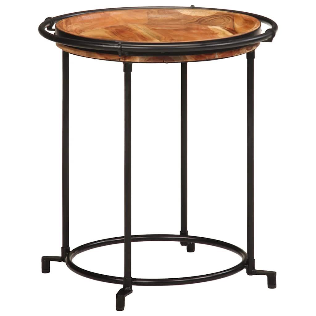 2 Piece Side Table Set Solid Wood Acacia