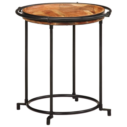 2 Piece Side Table Set Solid Wood Acacia