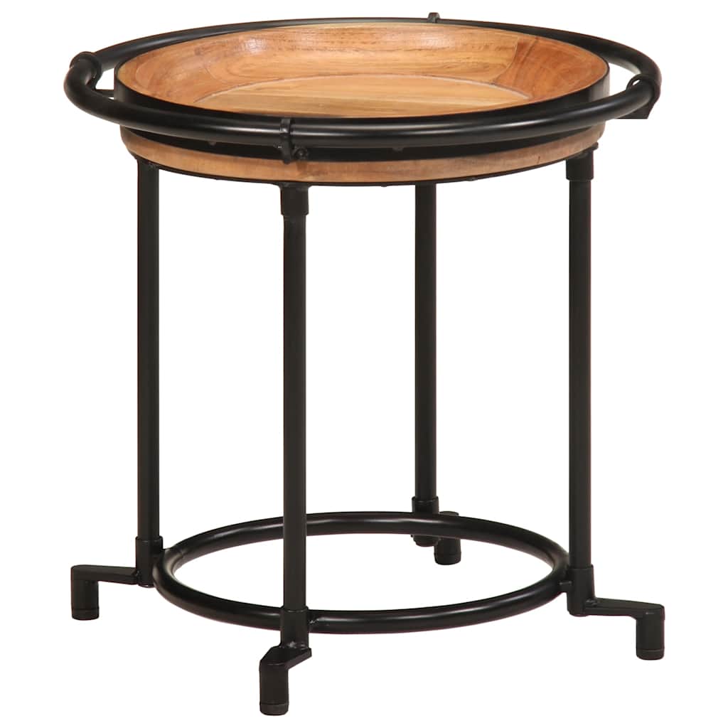 2 Piece Side Table Set Solid Wood Acacia