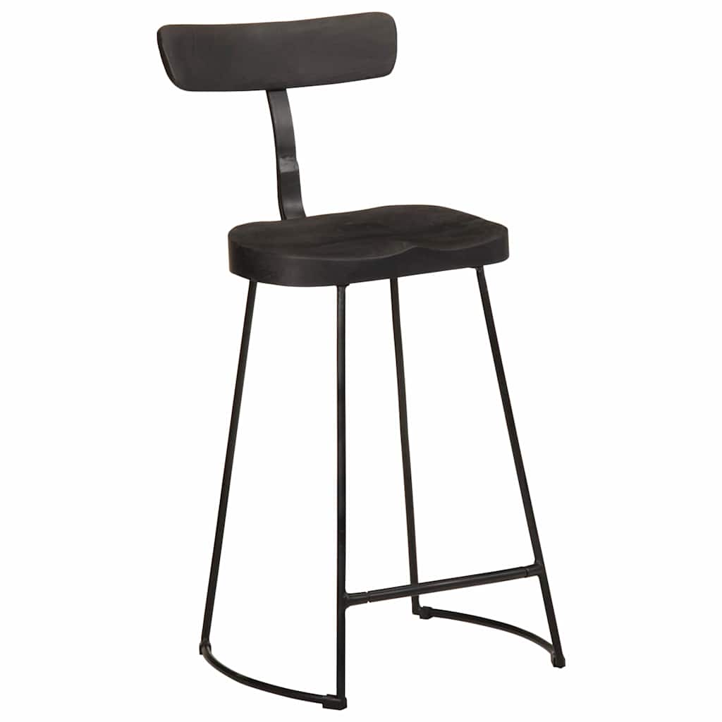 Bar Stools 2 pcs Black 49x43x88 cm Solid Wood Mango