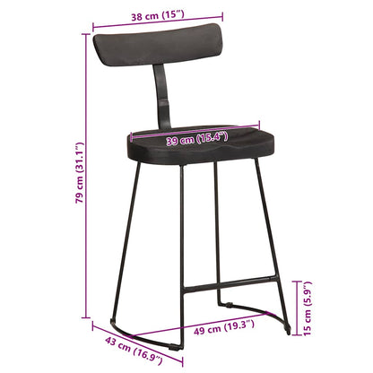 Bar Stools 2 pcs Black 49x43x79 cm Solid Wood Mango