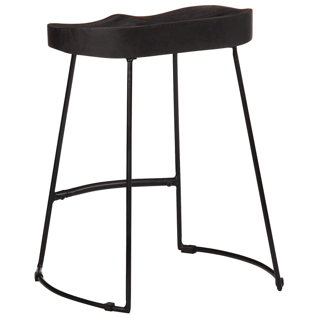 Bar Stools 2 pcs Black 46x38x52 cm Solid Wood Mango