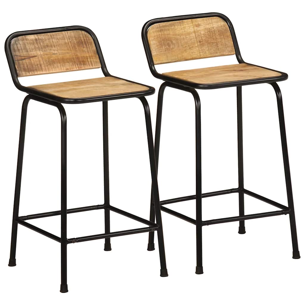 Bar Stools 2 pcs 46x35,5x80 cm Solid Wood Rough Mango