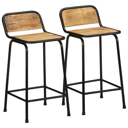 Bar Stools 2 pcs 46x35,5x80 cm Solid Wood Rough Mango