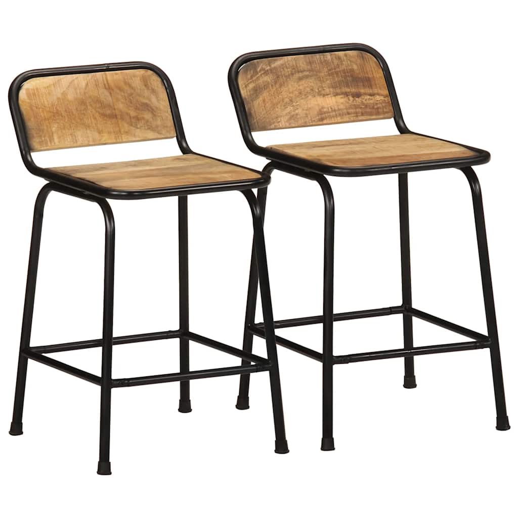 Bar Stools 2 pcs 46x35,5x70 cm Solid Wood Rough Mango