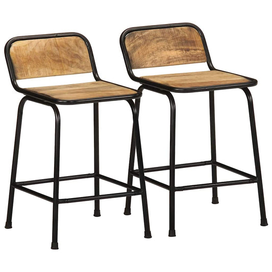 Bar Stools 2 pcs 46x35,5x70 cm Solid Wood Rough Mango