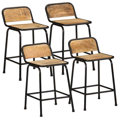 Bar Stools 4 pcs 46x35,5x70 cm Solid Wood Rough Mango