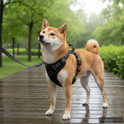 Dog Harness with Reflective Stripes Adjustable Brown XL