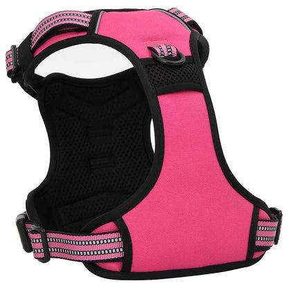 Dog Harness with Lead & Collar Adjustable Pink L
