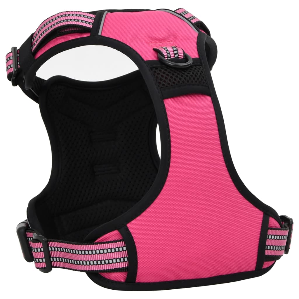 Dog Harness with Lead & Collar Adjustable Pink L