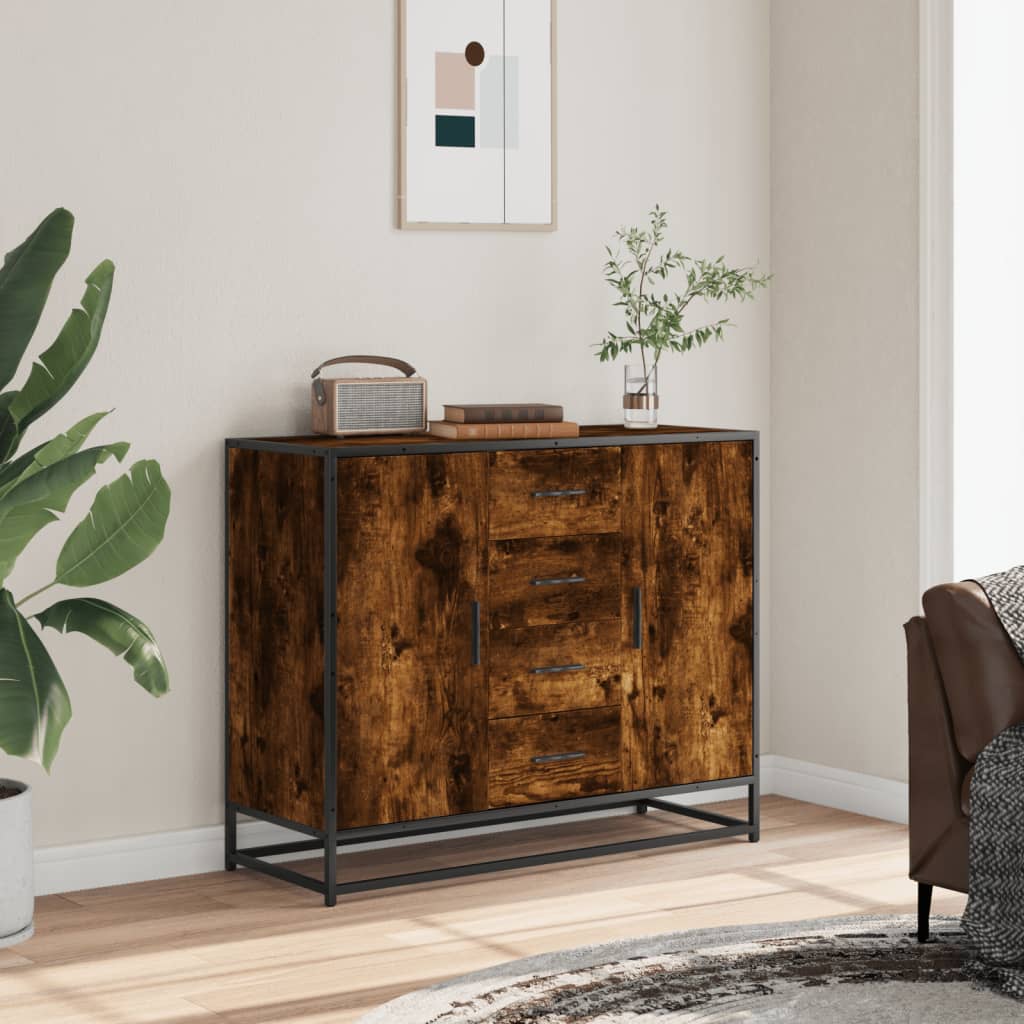 Sideboard Smoked Oak 92x35x76 cm Engineered Wood