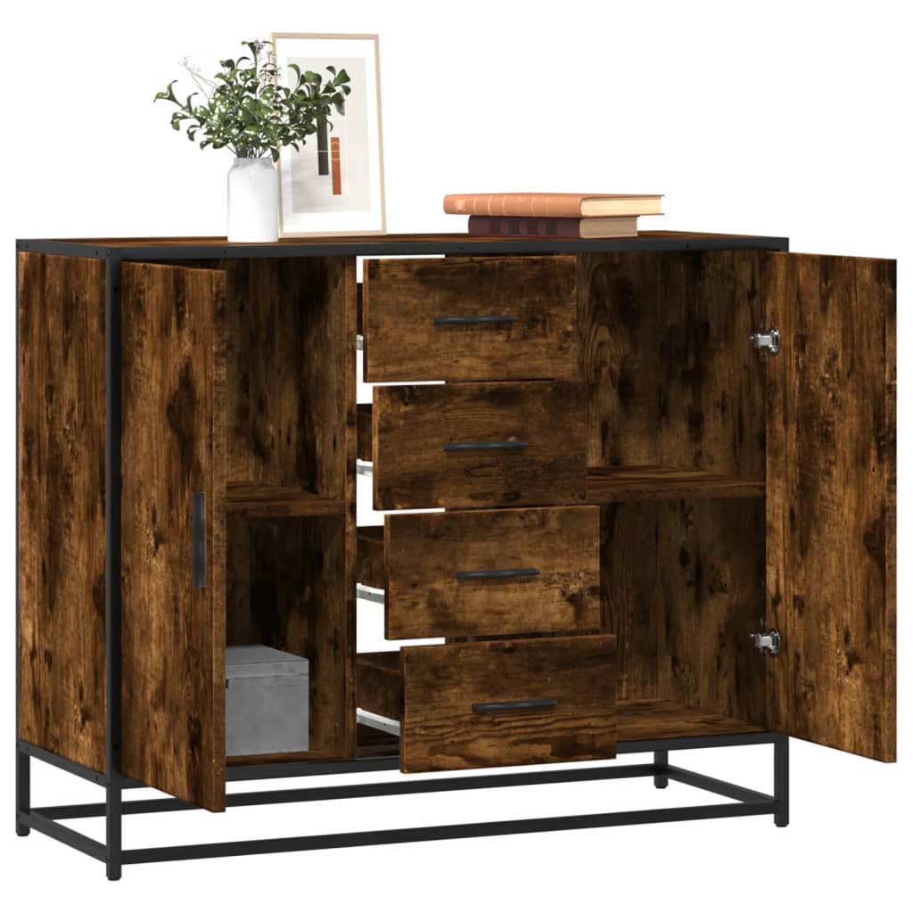Sideboard Smoked Oak 92x35x76 cm Engineered Wood