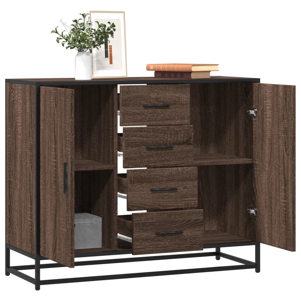 Sideboard Brown Oak 92x35x76 cm Engineered Wood