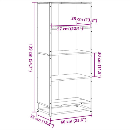 Bookcase Smoked Oak 60x35x139 cm Engineered Wood