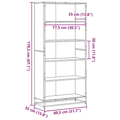 Bookcase Brown Oak 80.5x35x170.5 cm Engineered Wood
