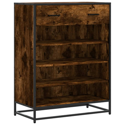 Shoe Cabinet Smoked Oak 75x38x97.5 cm Engineered Wood and Metal