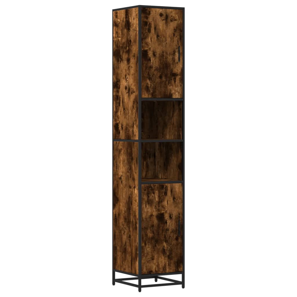Bathroom Cabinet Smoked Oak 35x37.5x188.5 cm