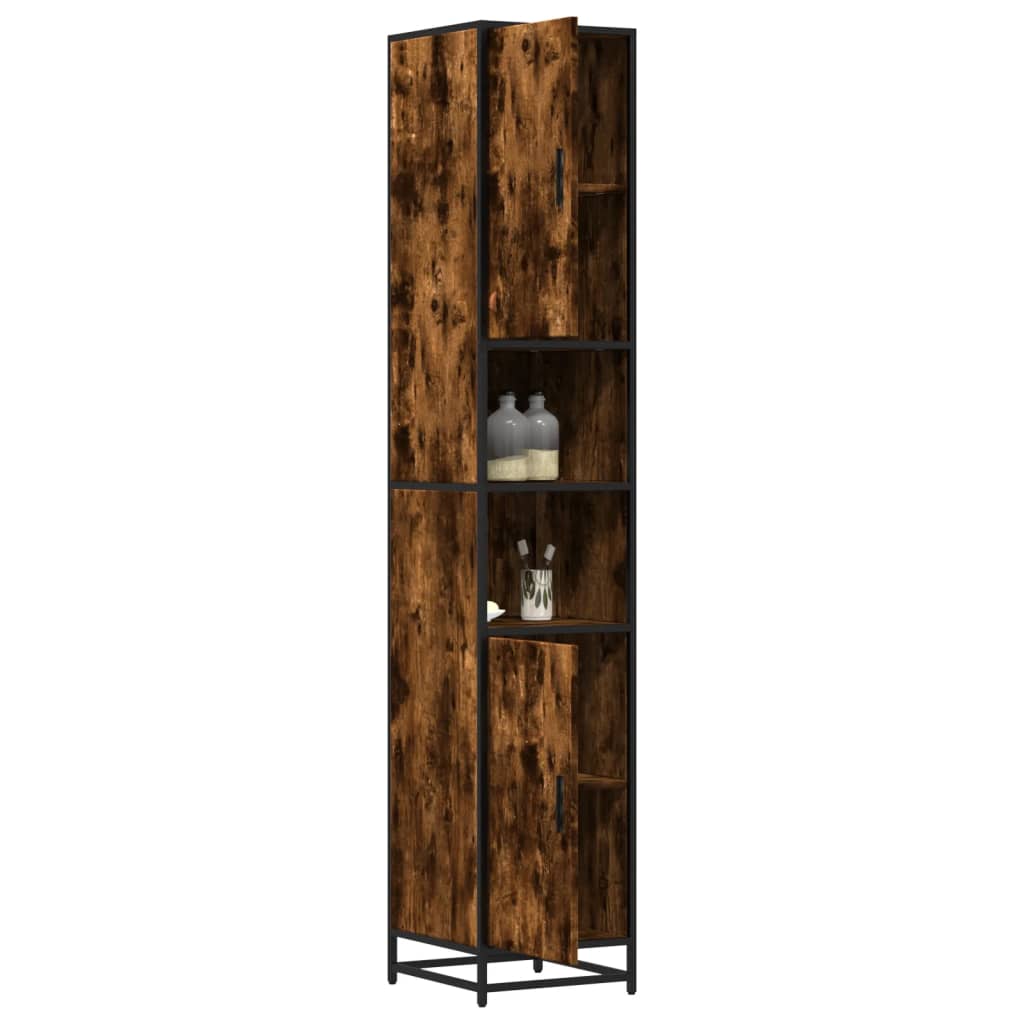 Bathroom Cabinet Smoked Oak 35x37.5x188.5 cm