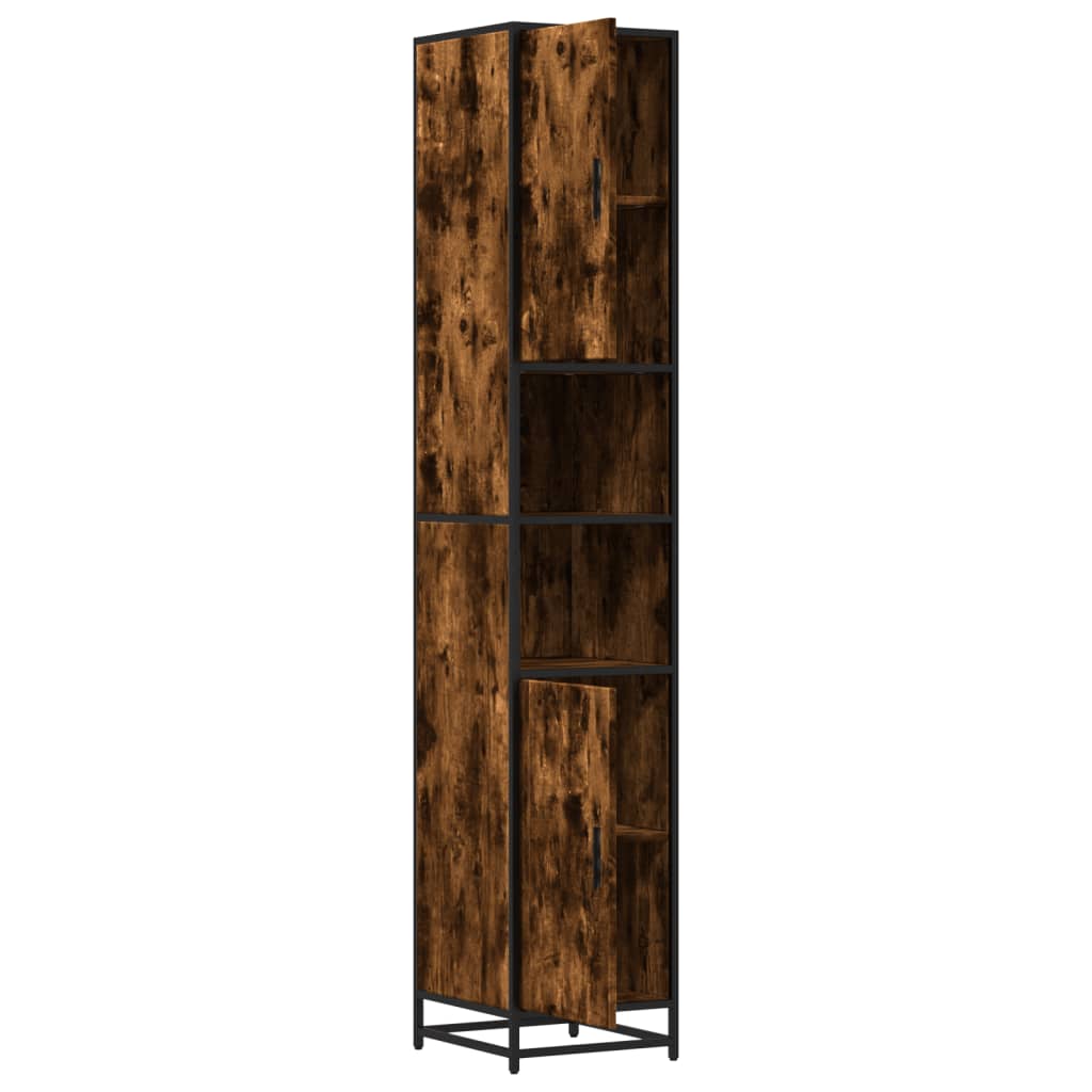Bathroom Cabinet Smoked Oak 35x37.5x188.5 cm