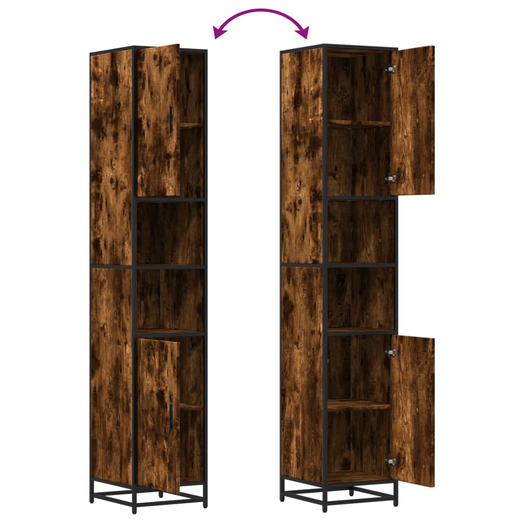 Bathroom Cabinet Smoked Oak 35x37.5x188.5 cm