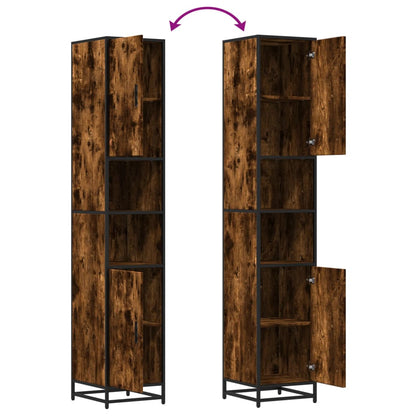 Bathroom Cabinet Smoked Oak 35x37.5x188.5 cm