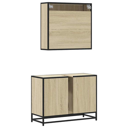 2 Piece Bathroom Furniture Set Sonoma Oak Engineered Wood