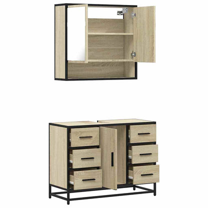2 Piece Bathroom Furniture Set Sonoma Oak Engineered Wood