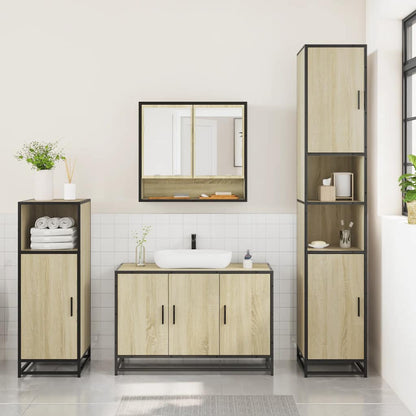 3 Piece Bathroom Furniture Set Sonoma Oak Engineered Wood