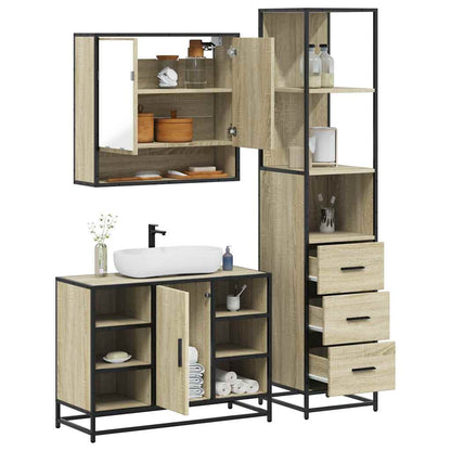 3 Piece Bathroom Furniture Set Sonoma Oak Engineered Wood